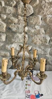 Lustre ancien bras laiton - lustre, en