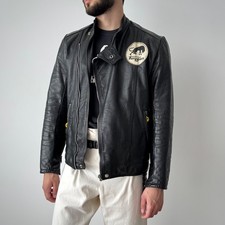Vintage 80s Furygan France Moto Racing Black Leather Jacket Size 42 (S/M)