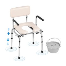 VEVOR Chaise Percée Siège de Toilette Rembourré avec Accoudoirs Hauteur Réglable