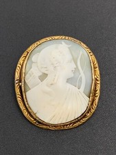 Antique Cameo Shell Diana Mount Pin Pom Pom 19th Century Cameo