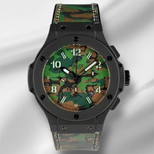 Hublot 44mm Big Bang Commando Jungle Camouflage Montre Bracelet en Caoutchouc