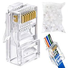 RJ45 Cat6 Pass Through Connector Plugs ethernet cable plug Network crimp-100 Pcs