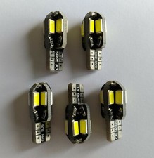 5 ampoules LED T10 W5W pour voiture 250 Lm, 8 SMD, BLANC 6000K 12V 1,5W  360°