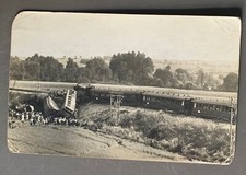 Antique PHOTO CARD TRAIN Derailment Railroad Accident Railway Wagon