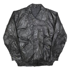 Hommes Cuir Noir Veste 2XL