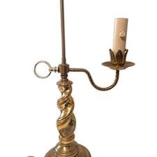 Bouillette Twusted Base Brass Lamp Candlestick Light Spiral SINGLE Arm HEAVY Vtg