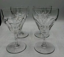 RARE Vintage Val St Lambert MONTANA Pattern Crystal Stem Wine Glasses  Set of 4