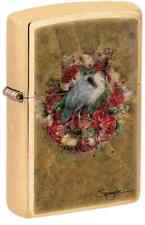 GENUINE Zippo Lighter SPAZUK Fumage Art HERON AMONG ROSES Brushed Brass NEW