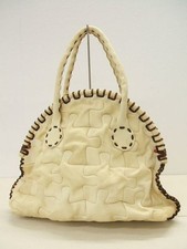 HENRY CUIR Puzzle Tote Bag / Handbag  Leather  Ivory Women's Used Japan
