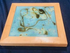 POTTERY TILE HAND PAINTED ARTIST DESIGN TITLED TAHITI GRAPES UNKNOWN ARTIST 6IN