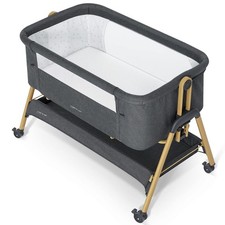 ANGELBLISS BABY BASSINET BEDSIDE SLEEPER EASY FOLDING BEDSIDE CRIB - DARK GRAY