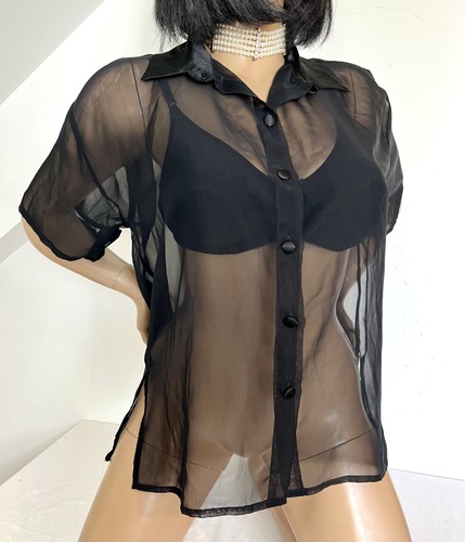 Chemisier t44 voile noir - chemisier,