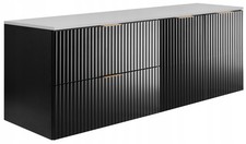 Meuble sous-lavabo suspendu FLOW 140 cm façade rainurée noir