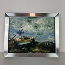 Antique Painting, Oil On Canvas - Seascape - Impressionist Style