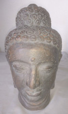 ANTIQUE LARGE TERRACOTTA THAILAND BUDDHA HEAD SCULPTURE STATUE 1930