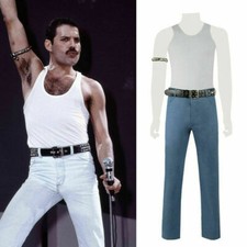 Queen Freddie Mercury Cosplay Costume Men's Full Set Stage Costume Belt Armband