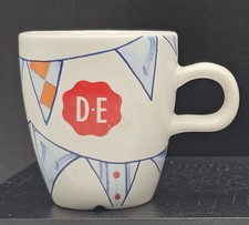 D+E Douwe Egberts Holland Heavy White Ceramic Espresso Cup Flag Banner Design