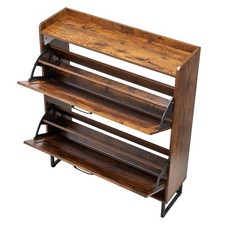 Uimoso Meuble à chaussures rustique avec 2 tiroirs rabattables, coloris marron