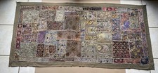 OLD PATCHWORK / WALL TAPESTRY INDIAN EMBROIDERED FABRIC 19TH CENTURY KALI -ZARI