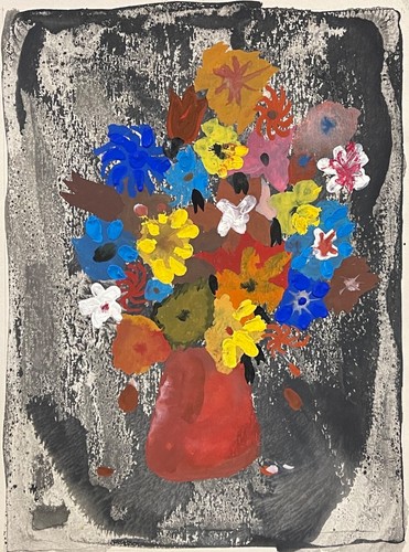 Nature morte fleurs - , rouge