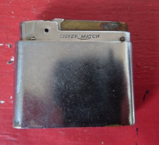 OLD BEAUTIFUL SILVER MATCH SILVER PLATE GAS LIGHTER, it works, clean