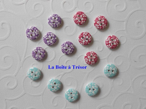 Boutons rond bois motif - boutons,