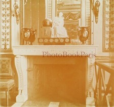 Bourgeois Room Fireplace c1910 Photo Glass Plate Stereo Vintage V15L25n6