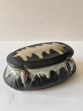 DENBAC BOITE ,BONBONNIÈRE OVALE EN GRÈS FLAMMÉ  ART NOUVEAU  No 56