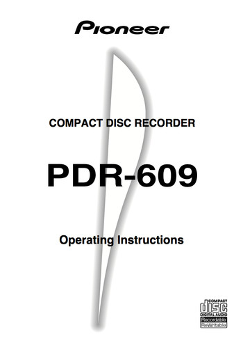 Manual pioneer player - pioneer, cd