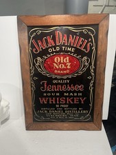 Vintage Jack Daniels Tennessee Whiskey Black Glass Red Glitter Bar Sign