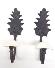 Ancien porte manteau mural en fonte porcelaine H 20cm LOT de 2