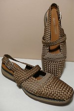 DANIELE TUCCI Women's Hand Woven Low Heel Sandals Mary Jane Shoes Sz 38/8 Italy