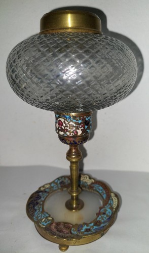 Lampe petrole pied emaillé - petrole,
