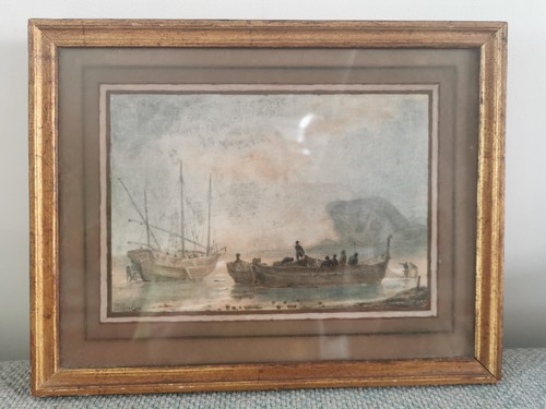 Aquarelle marine 19ème - marine,