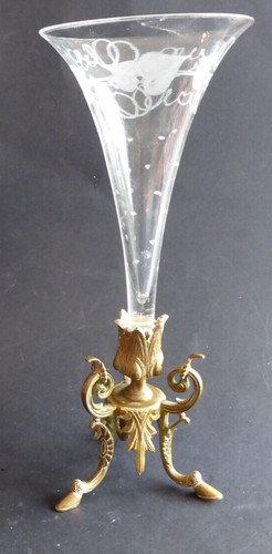 Vase cornet bronze verre - cornet, et