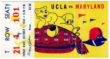 1954 UCLA BRUINS vs MARYLAND TERRAPINS football ticket stub 10/1/54 creases
