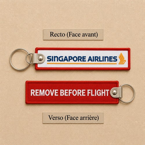 Porte clé brodé avion flamme - porte,