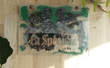 ANCIENNE publicite sur verre la speciale biere no emaille