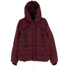 Superdry Rouge Foncé à Capuche Rembourré VESTE MANTEAU TAILLE S