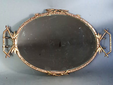 Antique Bronze Bamboo Style Serving Tray or Mirror C018