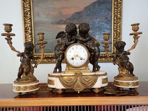 Pendule aux anges - aux, bronze