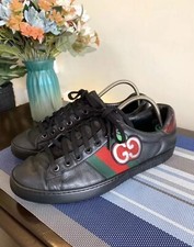 GUCCI Mens White 611376 Ace Shoes GG Apple Calf-skin Leather Trainers U.S 6.5