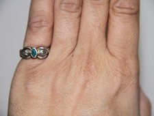 ART DECO RING. GOLDEN SILVER AND CRYSTAL. SPAIN. 30s