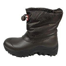 Auth HUNTER - Dark Brown Rubber Nylon Leather Women's Boots