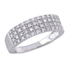 0.25CT Simulé Diamant 4-Row Anneau de Mariage 14K Plaqué or Blanc Noël