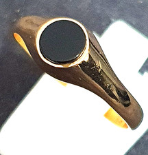 Chevalière plaqué or et Onyx - taille 60 - Marque GL