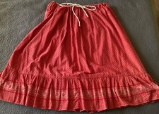 Antique Folk Peasant Skirt, Red Floral Cotton, Traditional Costume