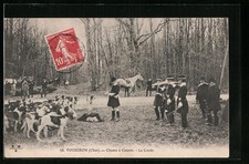 Old postcard Vouzeron, hunting - La Curee 1912 