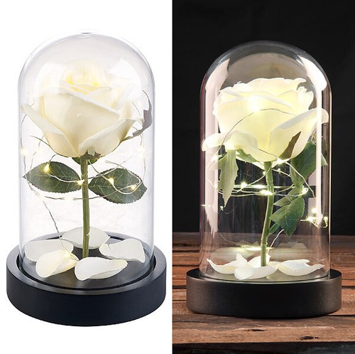 Rose artificielle avec - , cloche