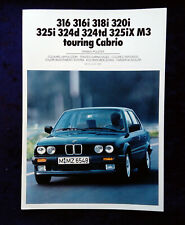BMW 3 Series E 30, Colours and Upholstery Brochure 1.1988 M3, Convertible, Touring, 316 - 325e